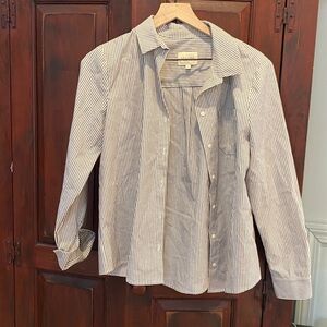 Sezane boyfriend top size 38 darkish-blue-gray striped shirt
